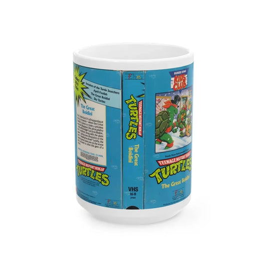 TEENAGE MUTANT NINJA TURTLES THE GREAT BOLDINI BURGER KING KIDS CLUB (VHS COVER) - White Coffee Mug 15oz - Go Mug Yourself