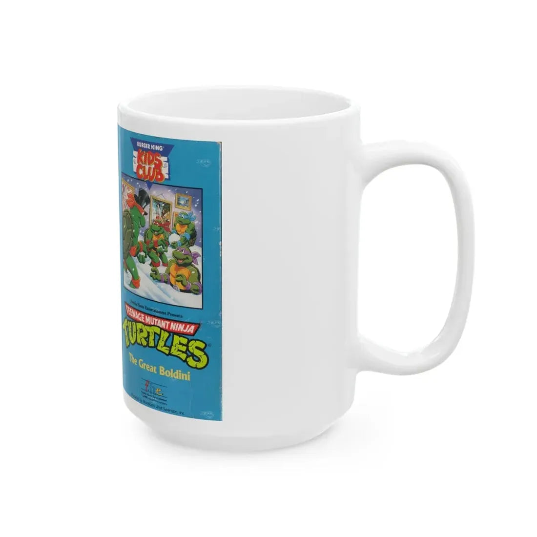 TEENAGE MUTANT NINJA TURTLES THE GREAT BOLDINI BURGER KING KIDS CLUB (VHS COVER) - White Coffee Mug - Go Mug Yourself