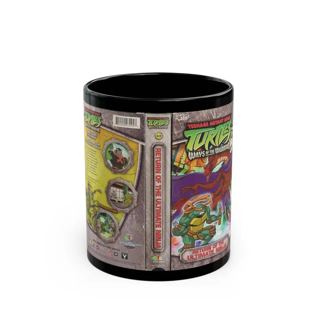 TEENAGE MUTANT NINJA TURTLES WAYS OF THE WARRIOR RETURN OF THE ULTIMATE NINJA (VHS COVER) - Black Coffee Mug 11oz - Go Mug Yourself