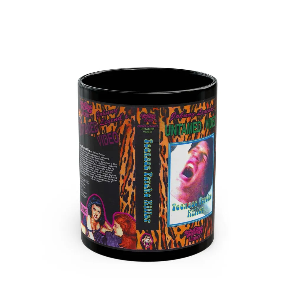 TEENAGE PYSCHO KILLER JOHNNY LEGENDS UNTAMED VIDEO SOMETHING WEIRD VIDEO (VHS COVER) - Black Coffee Mug-11oz-Go Mug Yourself