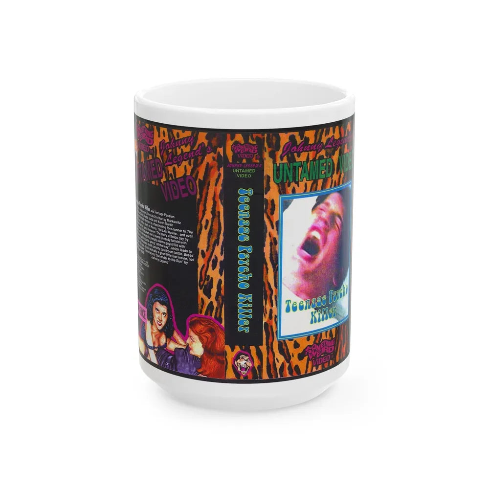 TEENAGE PYSCHO KILLER JOHNNY LEGENDS UNTAMED VIDEO SOMETHING WEIRD VIDEO (VHS COVER) - White Coffee Mug-15oz-Go Mug Yourself