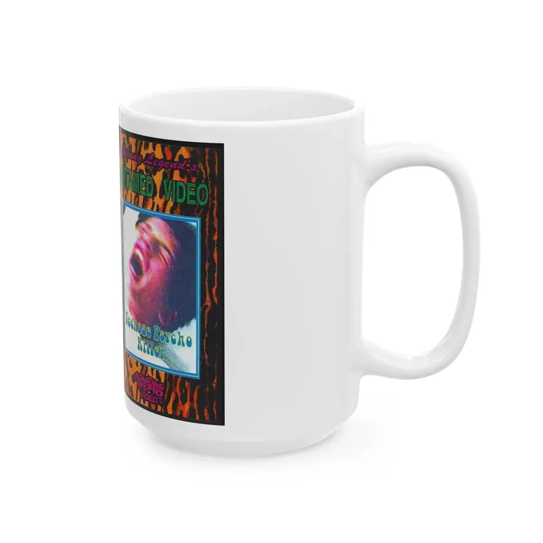 TEENAGE PYSCHO KILLER JOHNNY LEGENDS UNTAMED VIDEO SOMETHING WEIRD VIDEO (VHS COVER) - White Coffee Mug - Go Mug Yourself