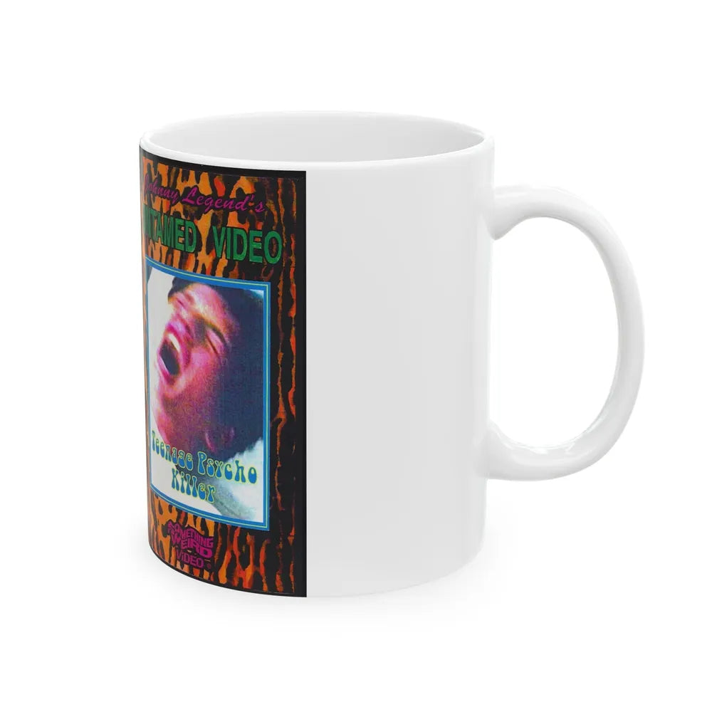 TEENAGE PYSCHO KILLER JOHNNY LEGENDS UNTAMED VIDEO SOMETHING WEIRD VIDEO (VHS COVER) - White Coffee Mug-Go Mug Yourself