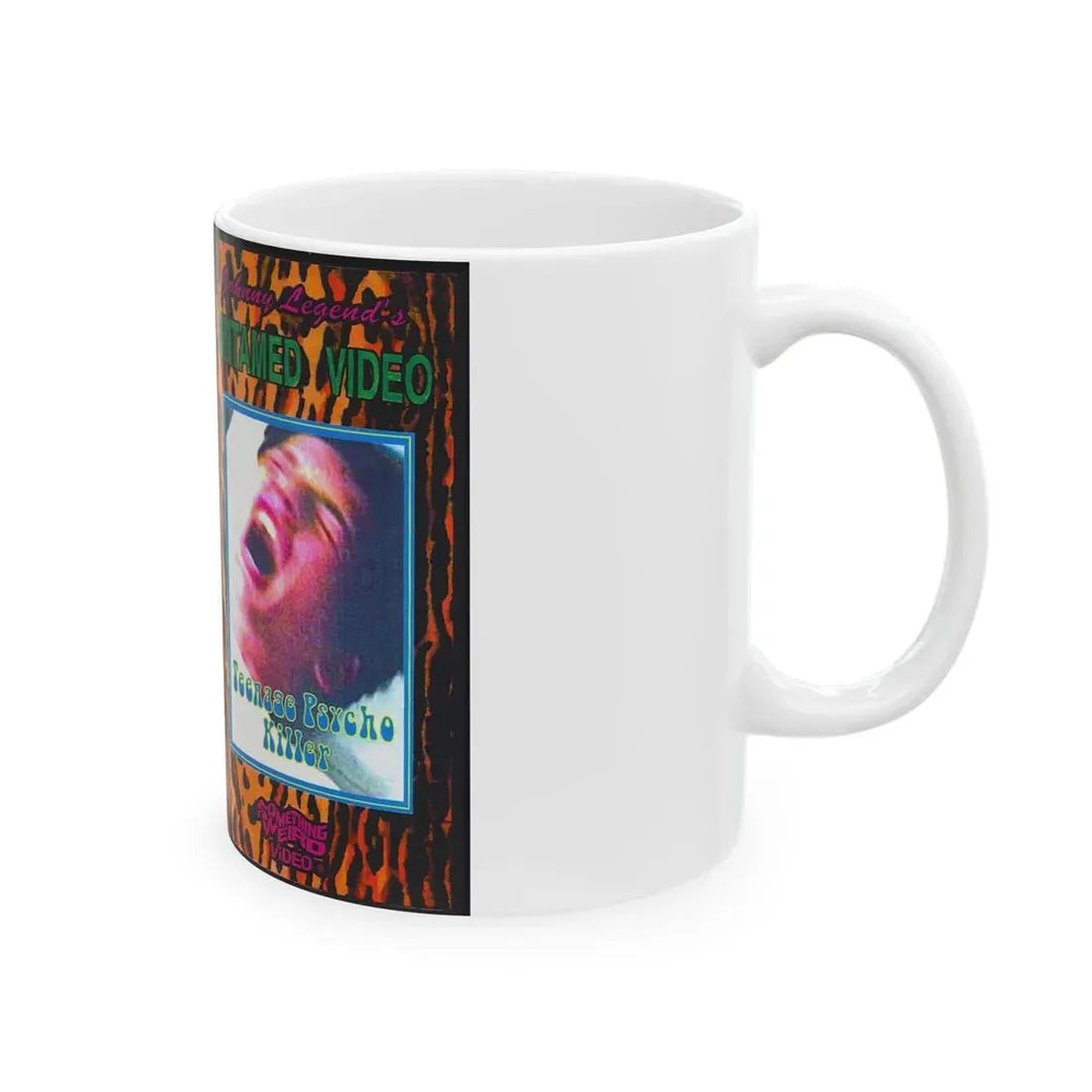 TEENAGE PYSCHO KILLER JOHNNY LEGENDS UNTAMED VIDEO SOMETHING WEIRD VIDEO (VHS COVER) - White Coffee Mug - Go Mug Yourself