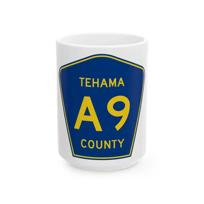 Tehama County A9 (California) (Road Sign) White Coffee Mug 15oz - Go Mug Yourself