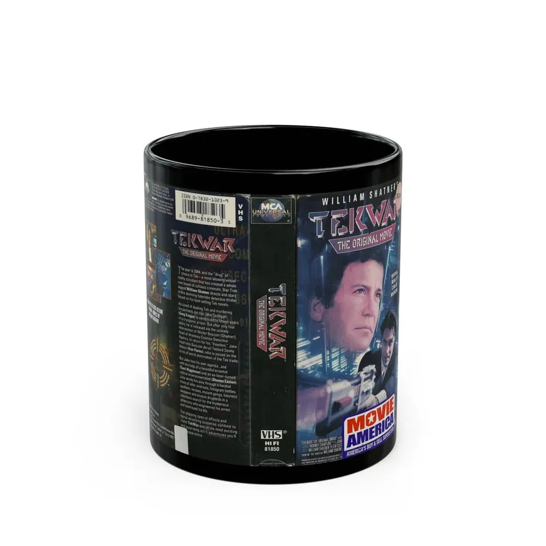 TEK WAR THE ORIGINAL MOVIE WILLIAM SHATNER (VHS COVER) - Black Coffee Mug 11oz - Go Mug Yourself