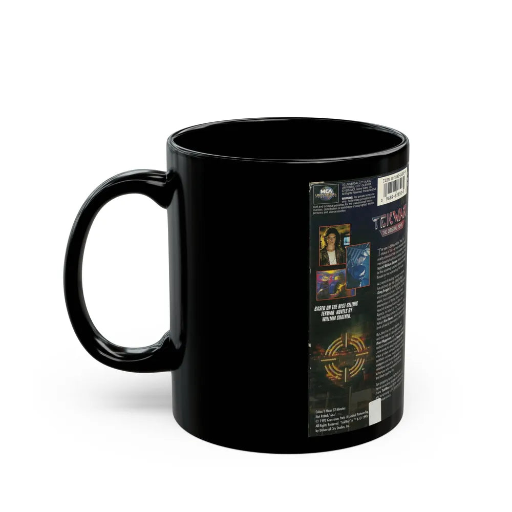 TEK WAR THE ORIGINAL MOVIE WILLIAM SHATNER (VHS COVER) - Black Coffee Mug-Go Mug Yourself