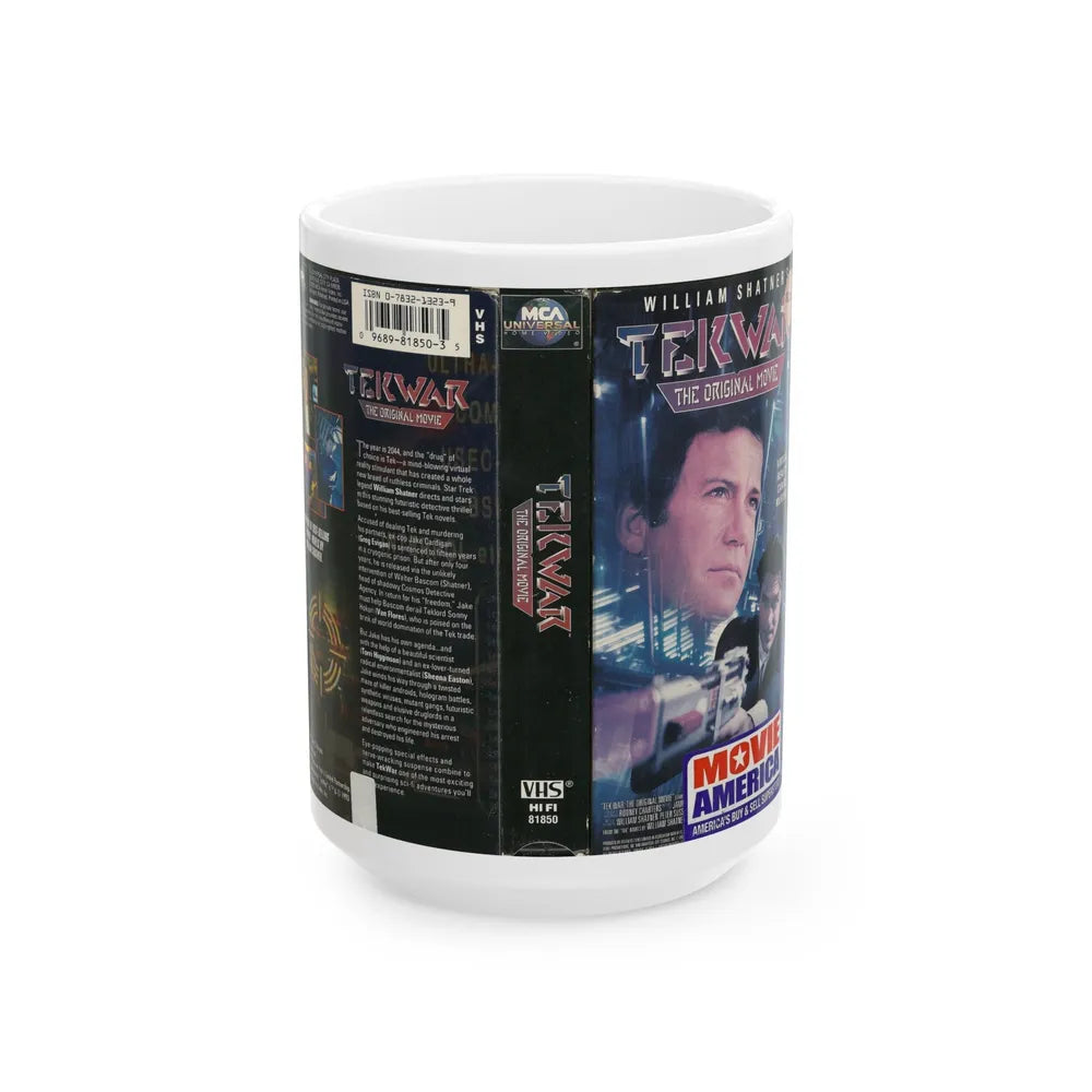 TEK WAR THE ORIGINAL MOVIE WILLIAM SHATNER (VHS COVER) - White Coffee Mug-15oz-Go Mug Yourself