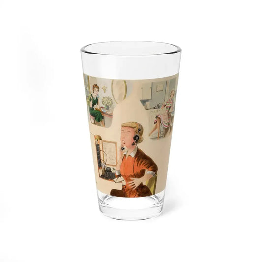 Telephone Exchange, Saturday Evening Post cover, April 7, 1962 (Magazine Illustration) Pint Glass 16oz 16oz - Go Mug Yourself