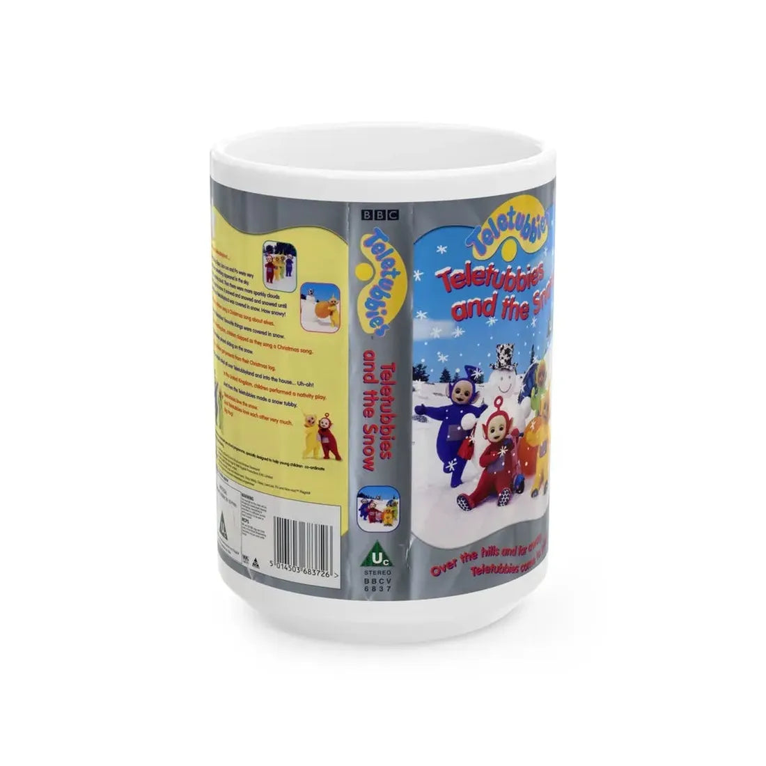 TELETUBBIES AND THE SNOW (VHS COVER) - White Coffee Mug 15oz - Go Mug Yourself