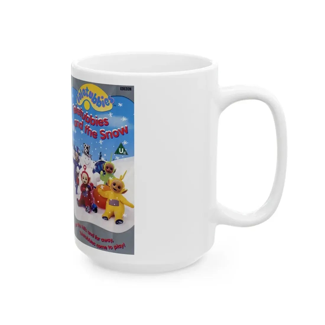 TELETUBBIES AND THE SNOW (VHS COVER) - White Coffee Mug - Go Mug Yourself