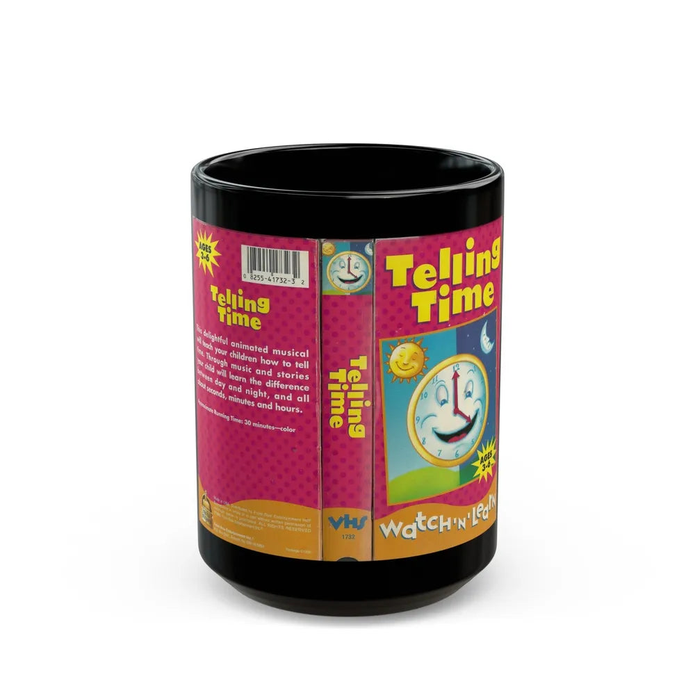 TELLING TIME WATCH N LEARN (VHS COVER) - Black Coffee Mug-15oz-Go Mug Yourself