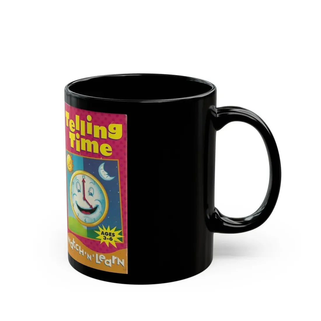TELLING TIME WATCH N LEARN (VHS COVER) - Black Coffee Mug - Go Mug Yourself
