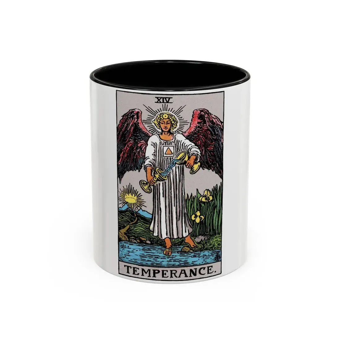 Temperance (Tarot Card) Accent Coffee Mug 11oz Black - Go Mug Yourself