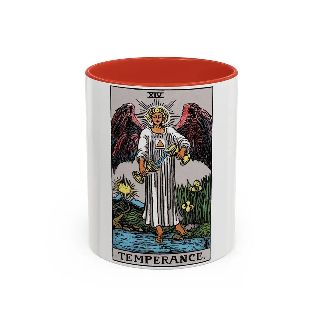 Temperance (Tarot Card) Accent Coffee Mug 11oz Red - Go Mug Yourself