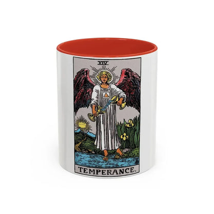 Temperance (Tarot Card) Accent Coffee Mug 11oz Red - Go Mug Yourself