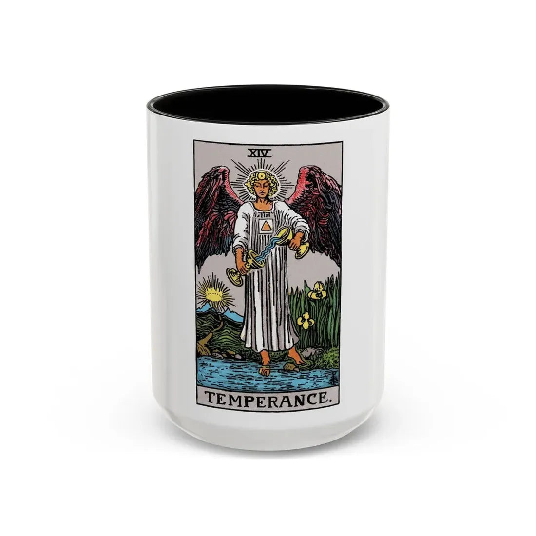 Temperance (Tarot Card) Accent Coffee Mug 15oz Black - Go Mug Yourself