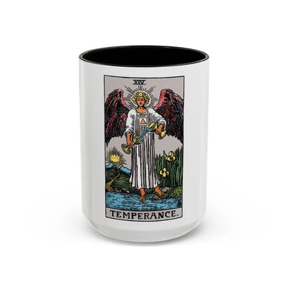Temperance (Tarot Card) Accent Coffee Mug 15oz Black - Go Mug Yourself