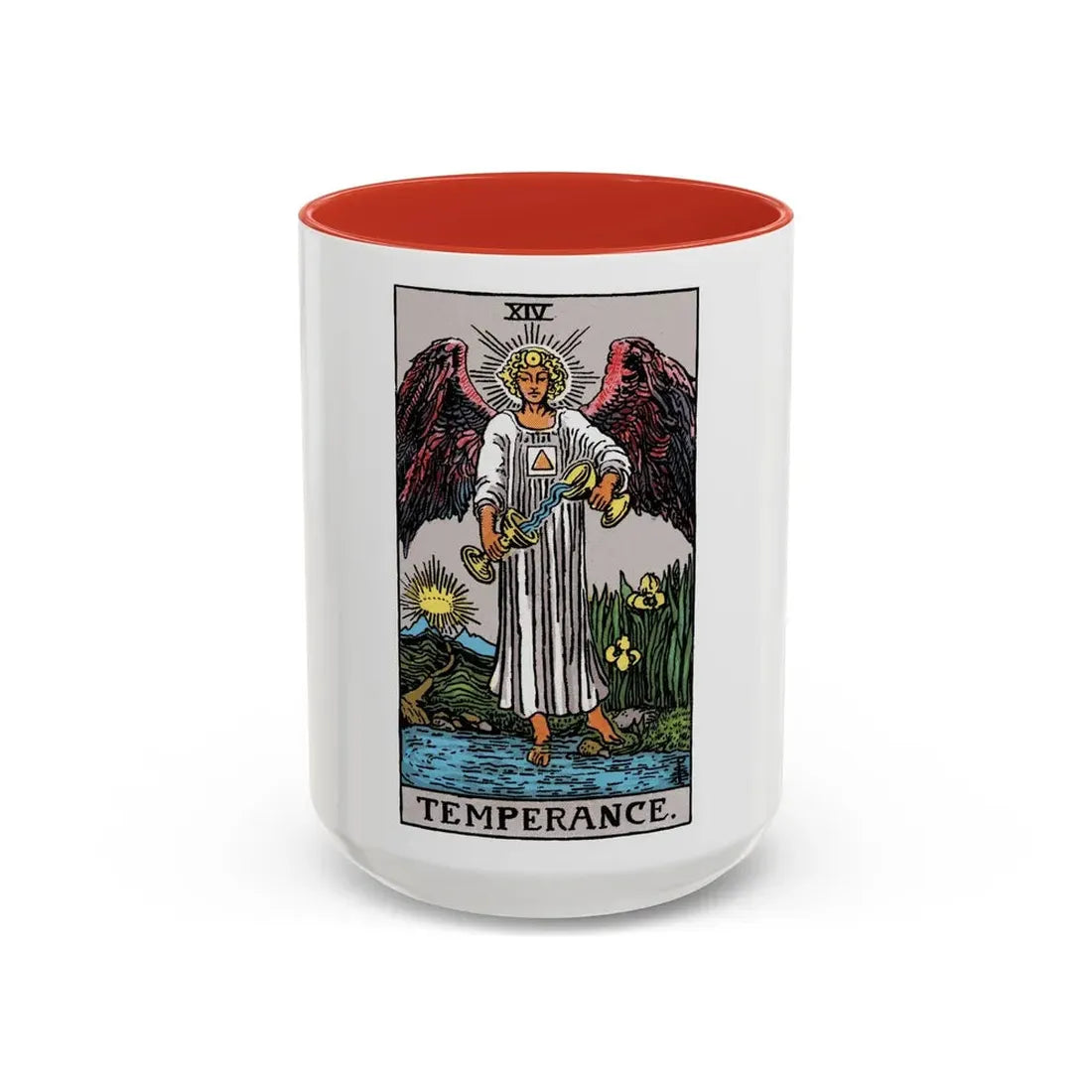 Temperance (Tarot Card) Accent Coffee Mug 15oz Red - Go Mug Yourself