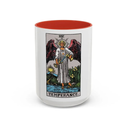 Temperance (Tarot Card) Accent Coffee Mug 15oz Red - Go Mug Yourself