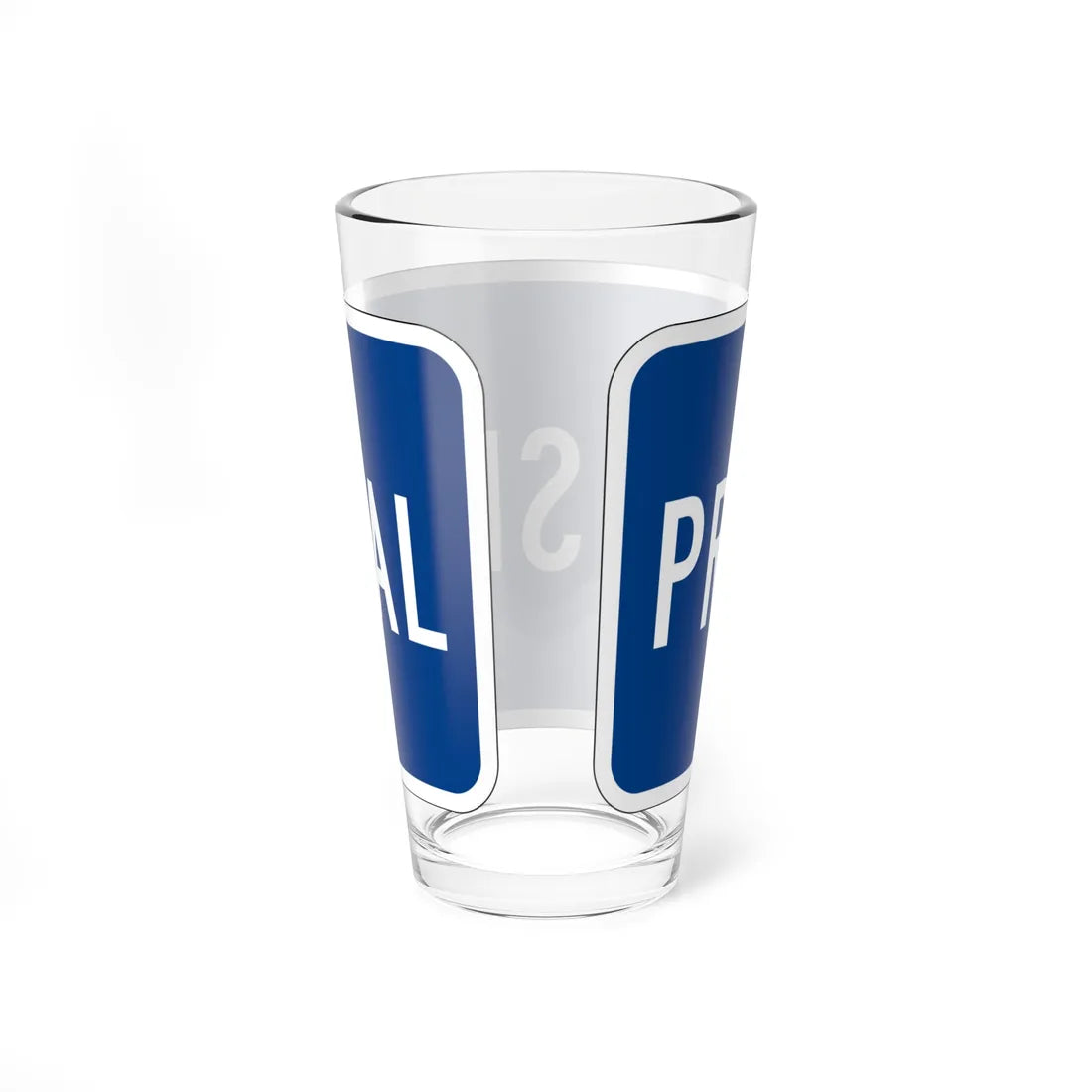 Temporary plate blue es (Puerto Rico) (Road Sign) Pint Glass 16oz - Go Mug Yourself