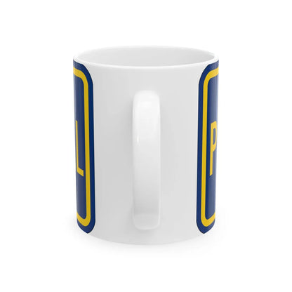 Temporary plate county es (Puerto Rico) (Road Sign) White Coffee Mug - Go Mug Yourself