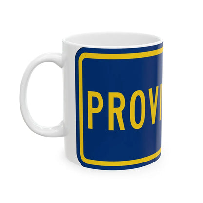 Temporary plate county es (Puerto Rico) (Road Sign) White Coffee Mug - Go Mug Yourself