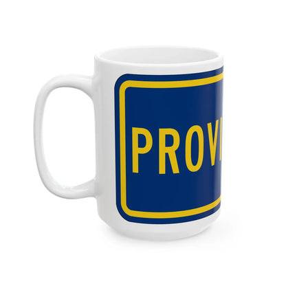 Temporary plate county es (Puerto Rico) (Road Sign) White Coffee Mug - Go Mug Yourself