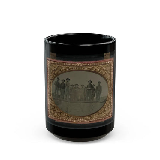 Ten Unidentified Artillery Soldiers In Union Uniforms With Cannon (U.S. Civil War) Black Coffee Mug-15oz-Go Mug Yourself