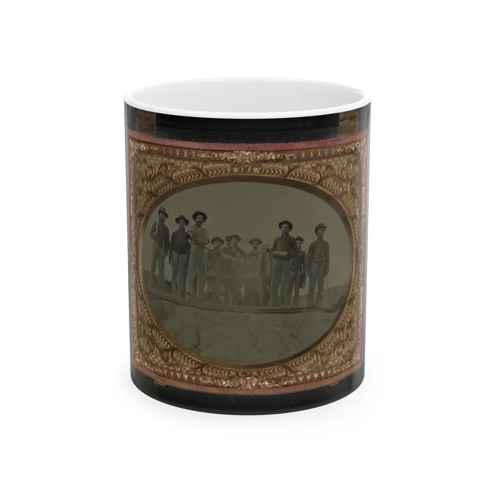 Ten Unidentified Artillery Soldiers In Union Uniforms With Cannon (U.S. Civil War) White Coffee Mug-11oz-Go Mug Yourself