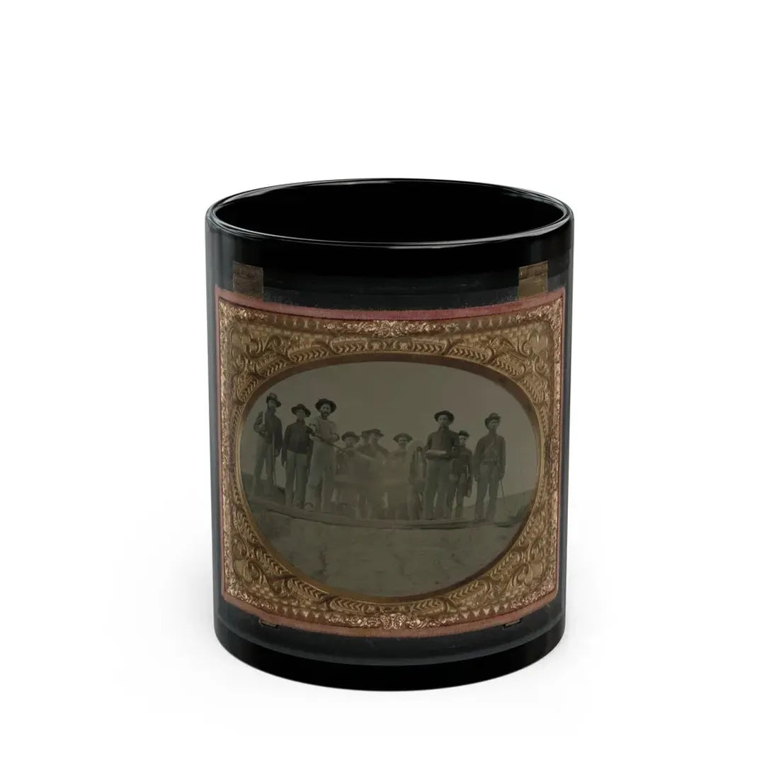 Ten Unidentified Artillery Soldiers In Union Uniforms With Cannon (U.S. Civil War) Black Coffee Mug 11oz - Go Mug Yourself