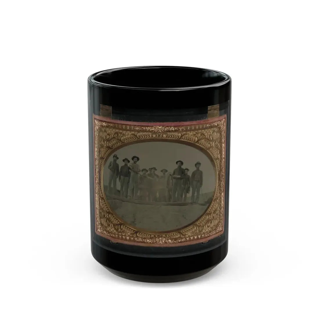 Ten Unidentified Artillery Soldiers In Union Uniforms With Cannon (U.S. Civil War) Black Coffee Mug 15oz - Go Mug Yourself