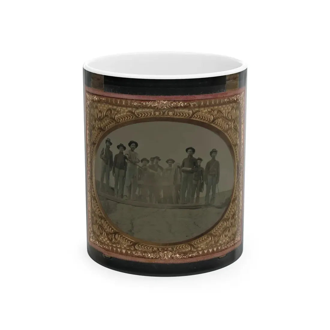 Ten Unidentified Artillery Soldiers In Union Uniforms With Cannon (U.S. Civil War) White Coffee Mug 11oz - Go Mug Yourself