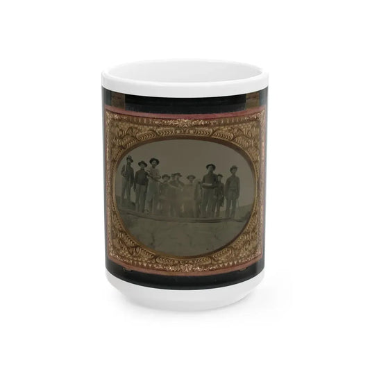 Ten Unidentified Artillery Soldiers In Union Uniforms With Cannon (U.S. Civil War) White Coffee Mug 15oz - Go Mug Yourself