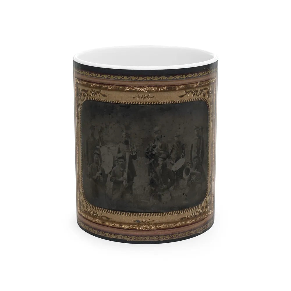 Ten Unidentified Soldiers That Form A Union Regimental Band With Saxhorns And Drums (U.S. Civil War) White Coffee Mug-11oz-Go Mug Yourself