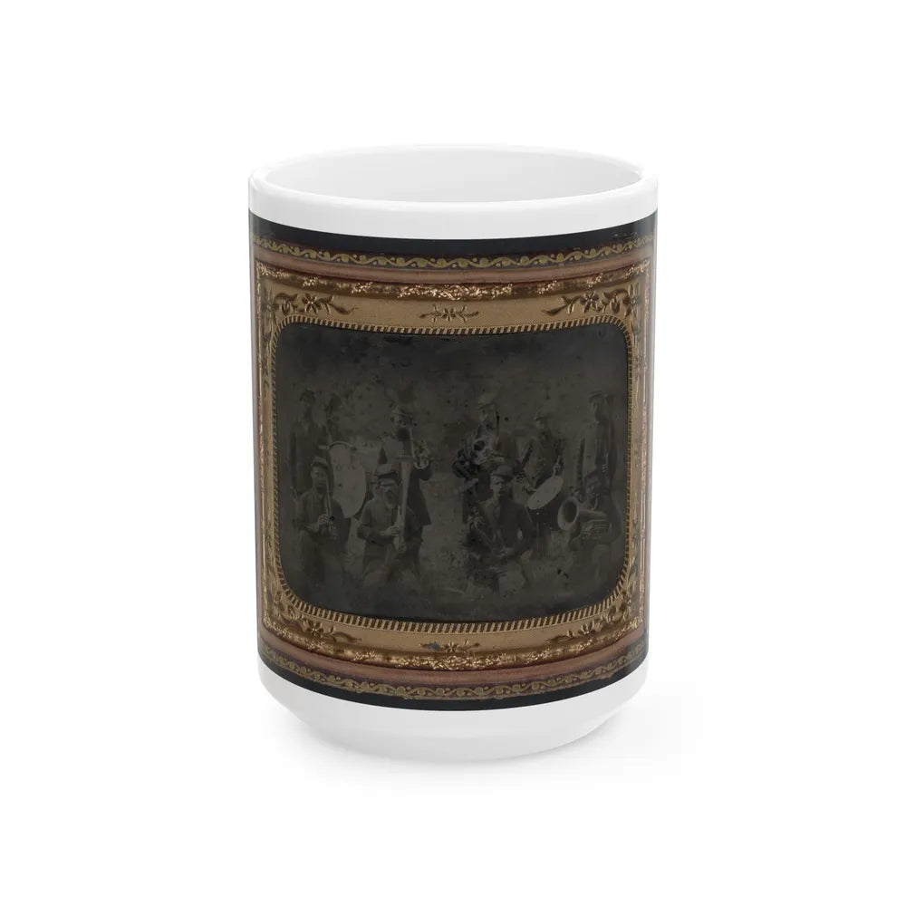 Ten Unidentified Soldiers That Form A Union Regimental Band With Saxhorns And Drums (U.S. Civil War) White Coffee Mug-15oz-Go Mug Yourself