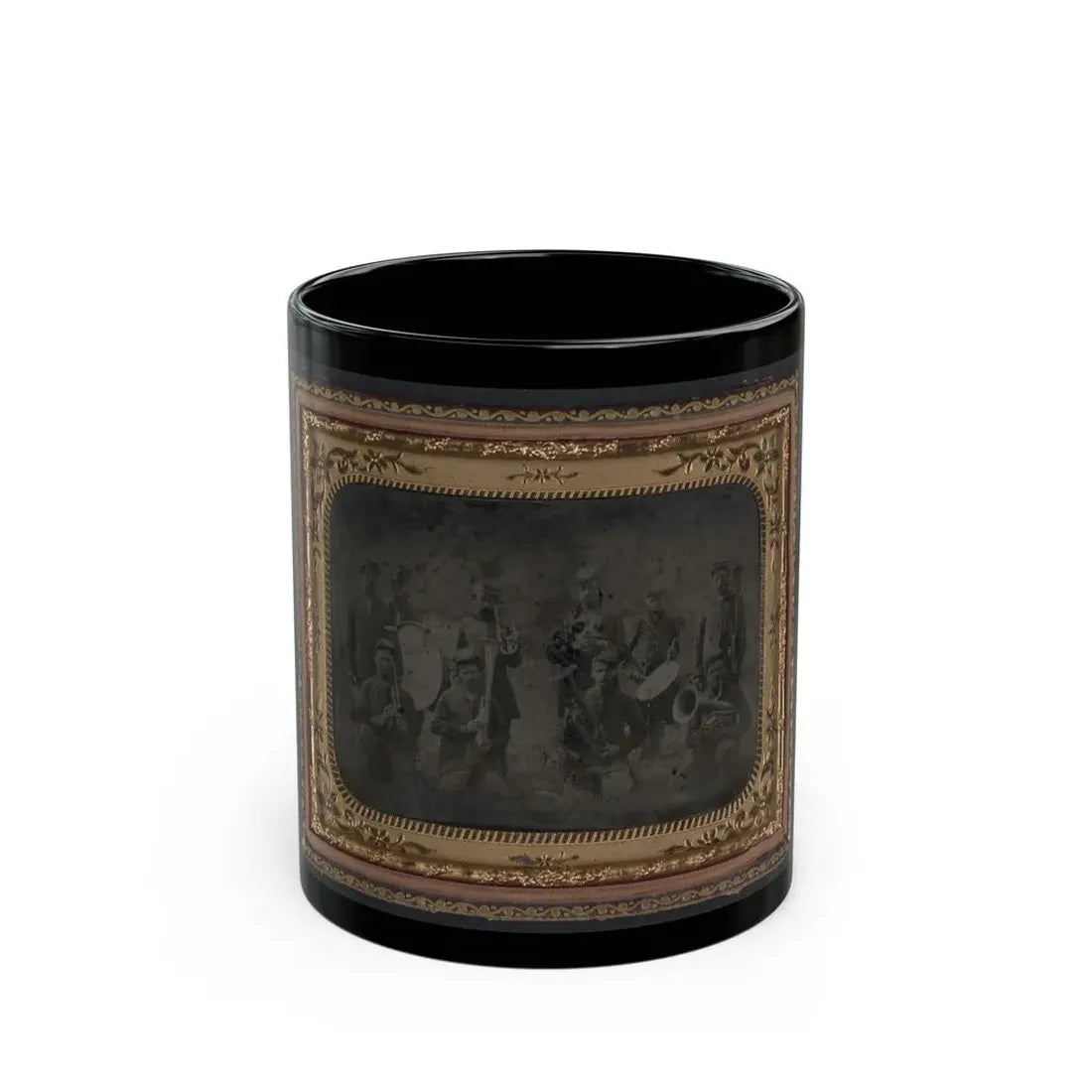Ten Unidentified Soldiers That Form A Union Regimental Band With Saxhorns And Drums (U.S. Civil War) Black Coffee Mug 11oz - Go Mug Yourself