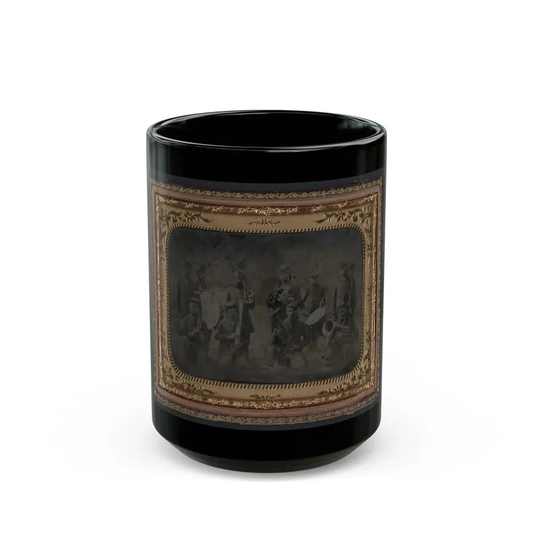 Ten Unidentified Soldiers That Form A Union Regimental Band With Saxhorns And Drums (U.S. Civil War) Black Coffee Mug 15oz - Go Mug Yourself