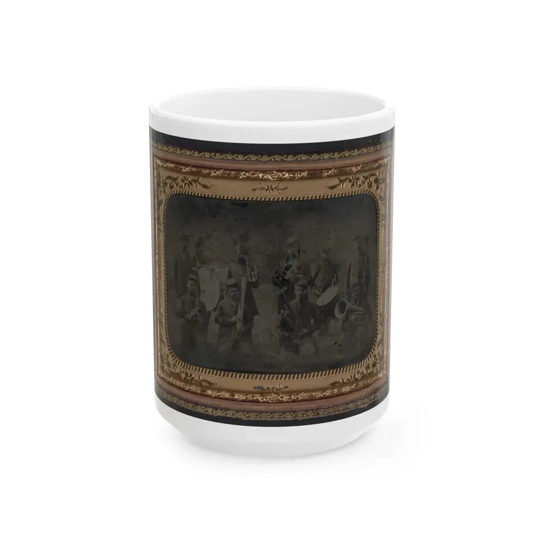 Ten Unidentified Soldiers That Form A Union Regimental Band With Saxhorns And Drums (U.S. Civil War) White Coffee Mug 15oz - Go Mug Yourself