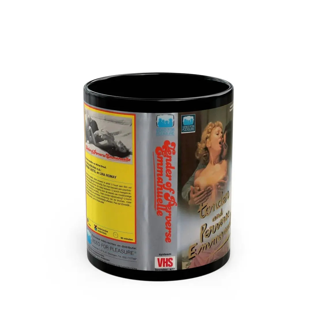 TENDER AND PERVERSE EMMANUELLE (VHS COVER) - Black Coffee Mug 11oz - Go Mug Yourself
