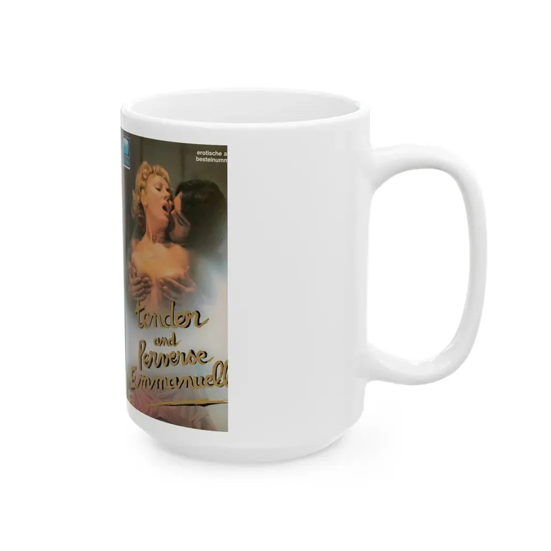 TENDER AND PERVERSE EMMANUELLE (VHS COVER) - White Coffee Mug - Go Mug Yourself