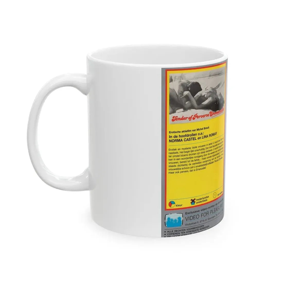 TENDER AND PERVERSE EMMANUELLE (VHS COVER) - White Coffee Mug - Go Mug Yourself