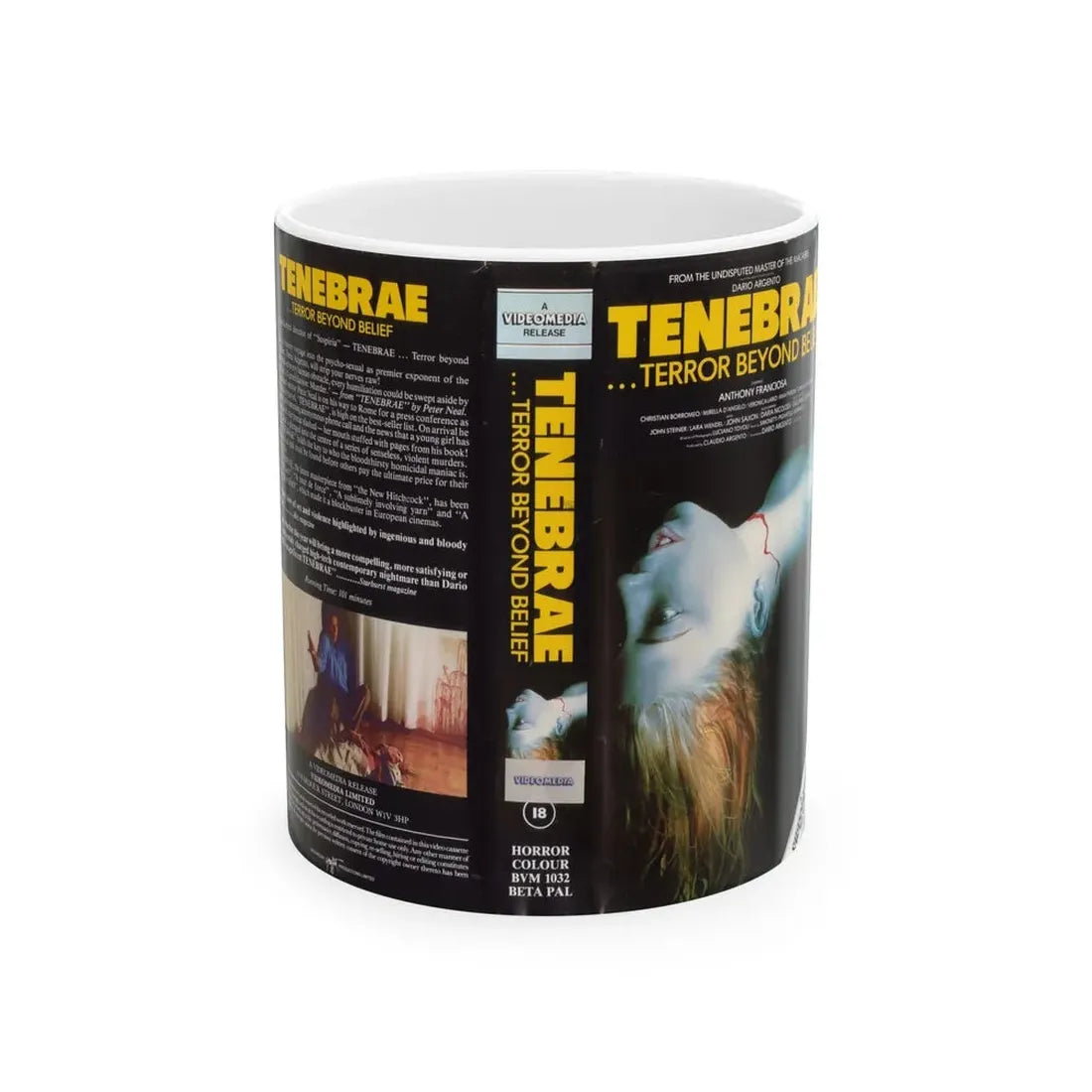 TENEBRAE TERROR BEYOND BELIEF (VHS COVER) - White Coffee Mug 11oz - Go Mug Yourself