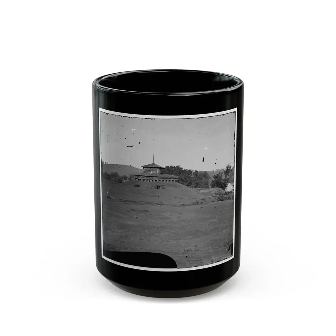 Tennessee River.  Blockhouse On The Bank (U.S. Civil War) Black Coffee Mug 15oz - Go Mug Yourself