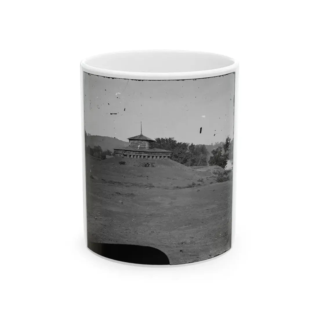 Tennessee River.  Blockhouse On The Bank (U.S. Civil War) White Coffee Mug 11oz - Go Mug Yourself