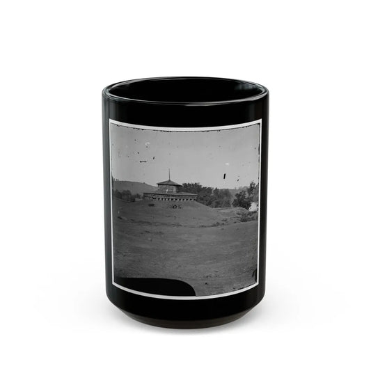 Tennessee River. Blockhouse On The Bank (U.S. Civil War) Black Coffee Mug-15oz-Go Mug Yourself