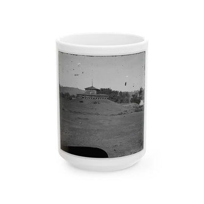 Tennessee River. Blockhouse On The Bank (U.S. Civil War) White Coffee Mug-15oz-Go Mug Yourself