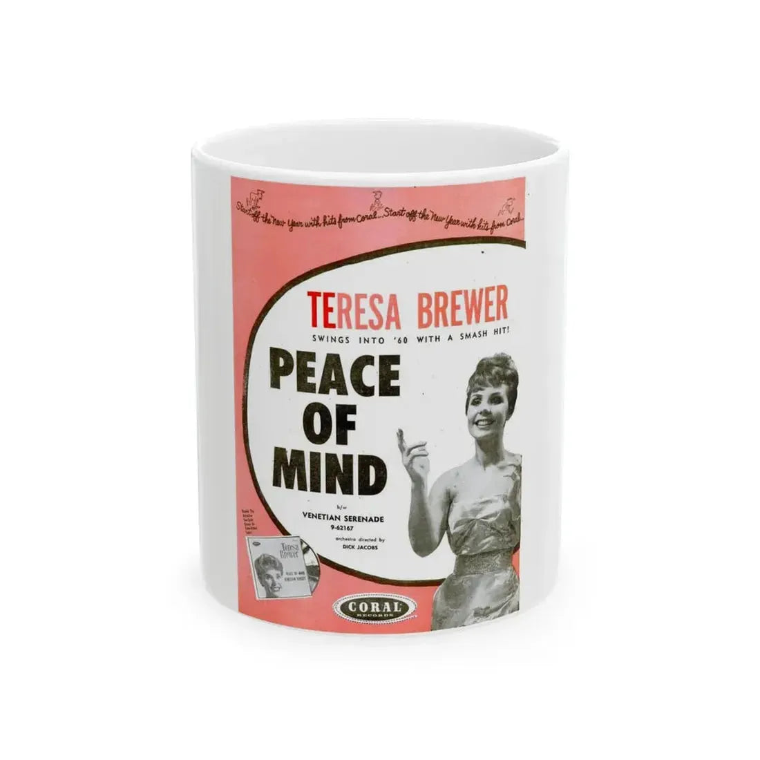 Teresa Brewer 1960 (Music Poster) White Coffee Mug 11oz - Go Mug Yourself