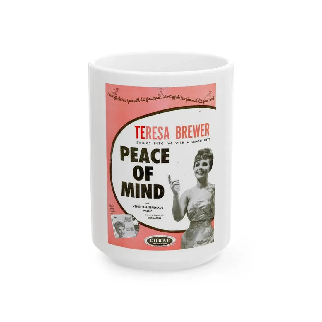 Teresa Brewer 1960 (Music Poster) White Coffee Mug 15oz - Go Mug Yourself