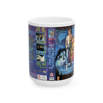TERMINAL ENTRY (VHS COVER) - White Coffee Mug 15oz - Go Mug Yourself